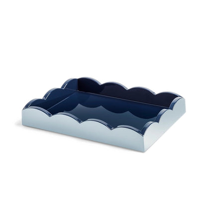 Addison Ross - Scalloped Tray - Pale Denim & Navy - 28x20 cm