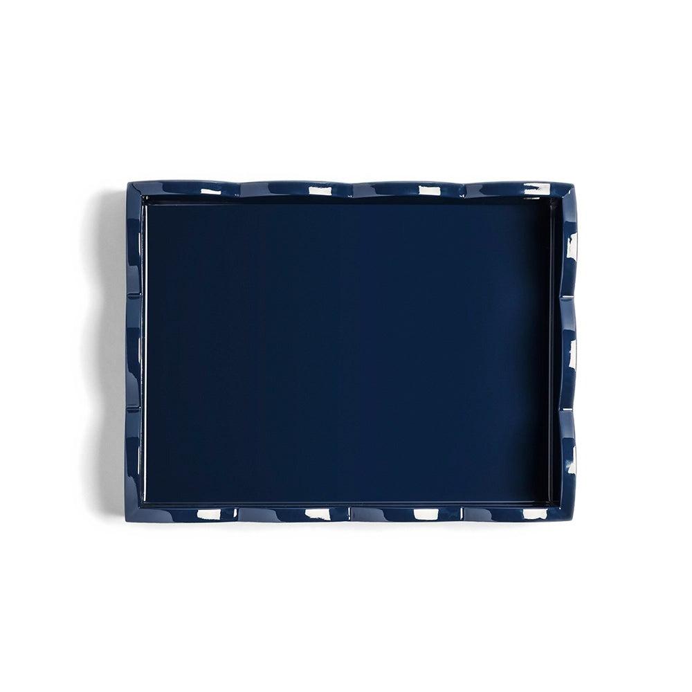 Addison Ross - Scalloped Tray - Pale Denim & Navy - 28x20 cm