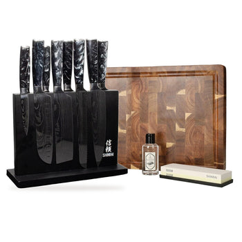Shinrai Knives - Mega Bundle Damascus Print Onyx - Tout ce dont vous avez besoin
