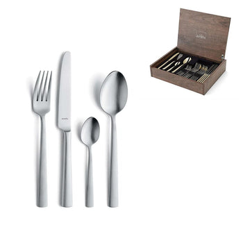 Amefa - Coffret de couverts Ventura 24 pièces en coffret bois de luxe - Coffret de couverts argentés Amefa