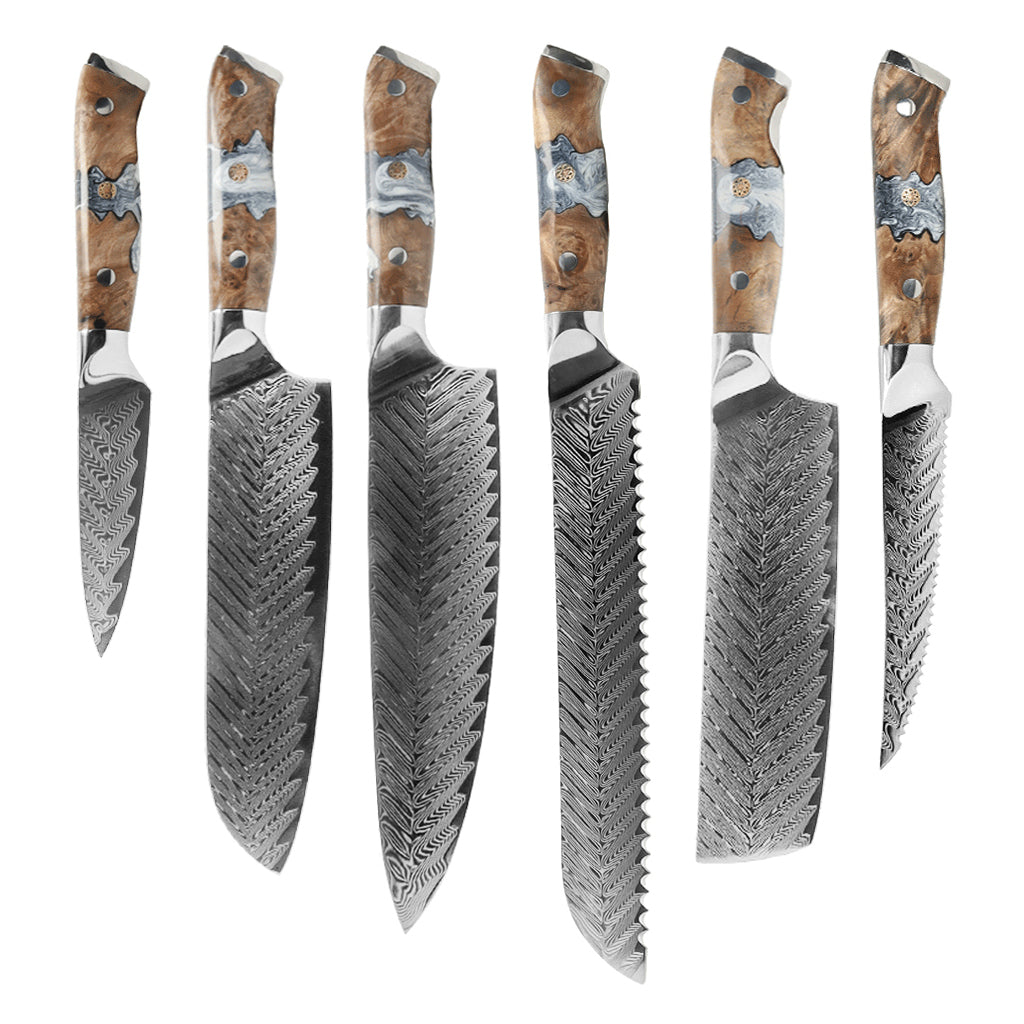 Shinrai Japan - Eclipse Series 6-Piece Damascus Knife Set