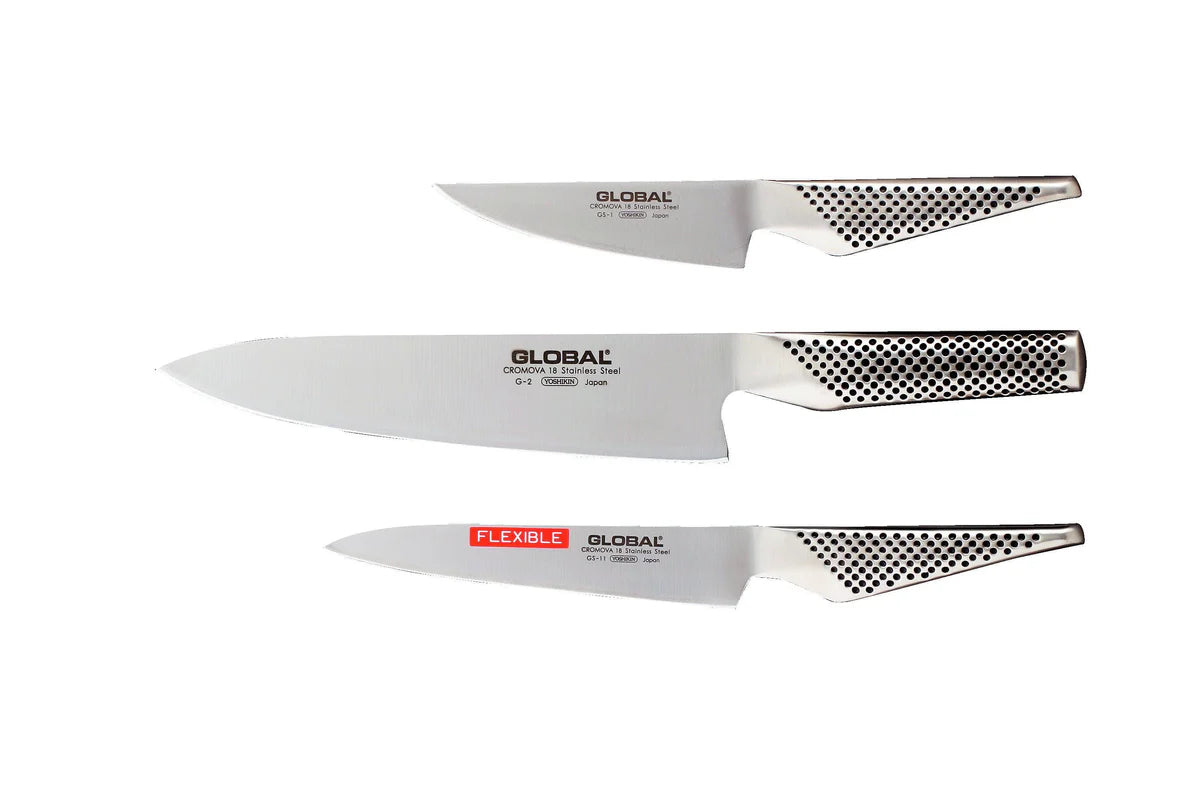 Global - G2111 Chef's Knife + Office Knife + Filleting Knife