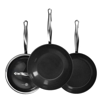 GreenPan - Batterie de cuisine Barcelona Pro 4 pièces 24/24/28 cm - poêle à frire + casserole avec couvercle + wok