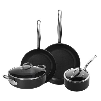 Batterie de cuisine GreenPan - Barcelona Pro XL 6 pièces (18/24/28/30 cm) : casserole avec couvercle, 2 poêles et cocotte avec couvercle.
