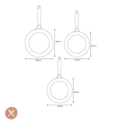GreenPan - Geneva 3-delige Pannenset 18/24/28 cm - 2 koekenpannen + wokpan Pannenset GreenPan 
