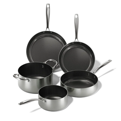 Cook & Pan - Ensemble de 5 poêles en acier inoxydable au miel