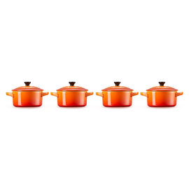 Le Creuset - Set van 4 Mini-Braadpannen Oranjerood 10cm 0,25l Pannenset Le Creuset 