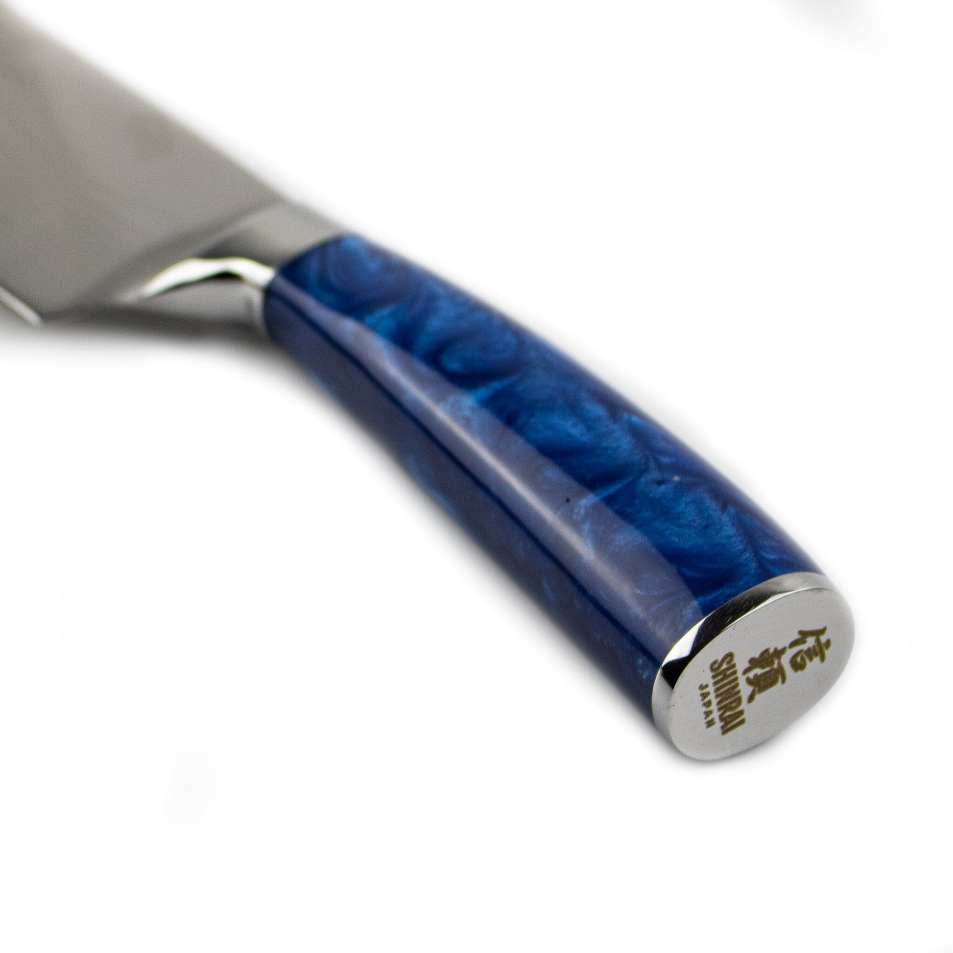 Shinrai Japan - Epoxy Sapphire Damascus Print 6-delige Messenset + Magnetisch Messenblok Dubbelzijdig - Zwart Messenset met blok Shinrai Japan 