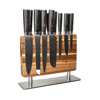 Couteaux Shinrai - Coffret de 14 couteaux Damas - Collection Master XL + Bloc de couteaux Shinrai