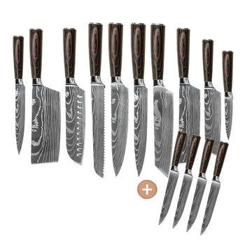 Couteaux Shinrai - Coffret de 14 couteaux Damas - Collection Master XXL