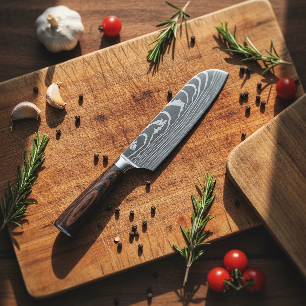 Shinrai Knives - Damascus Print 7-delige Messenset Messenset Shinrai Knives 