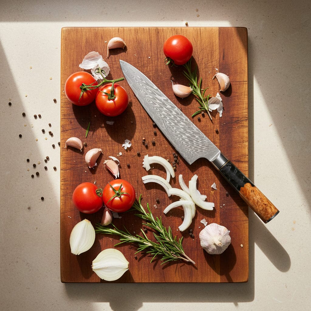 Shinrai Knives - Epoxy Onyx 2-delige Damascus Messenset - Koksmes + Nakiri Messenset Shinrai Knives 