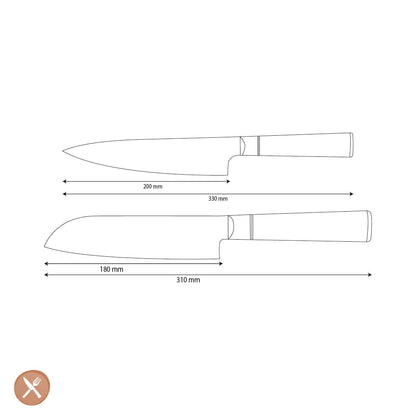 Shinrai Knives - Epoxy Onyx 2-delige Damascus Messenset - Koksmes + Santoku mes Messenset Shinrai Knives 