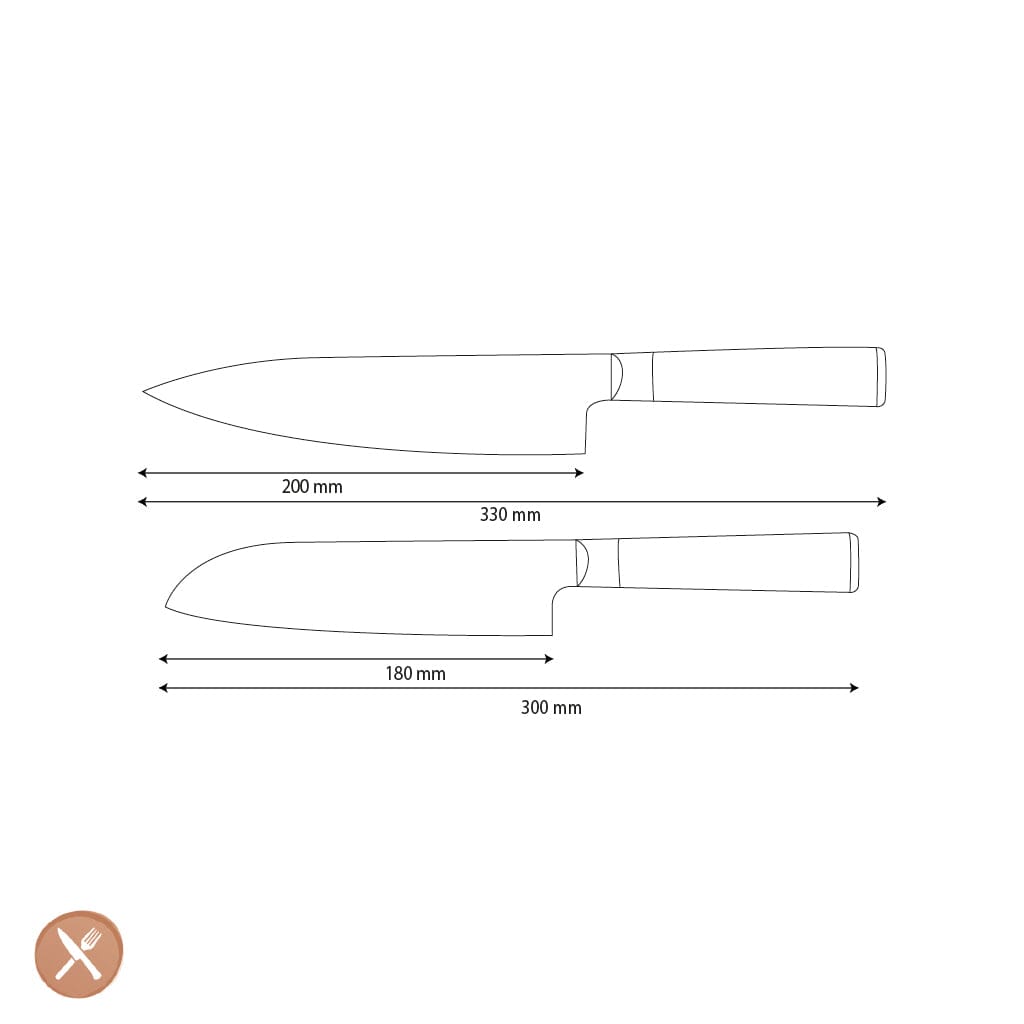 Shinrai Knives - Hammered Damast BR 2-delige Messenset - Koksmes + Santoku mes Messenset Shinrai Knives 
