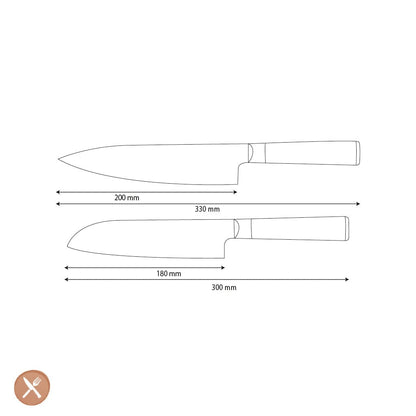Shinrai Knives - Hammered Damast BR 2-delige Messenset - Koksmes + Santoku mes Messenset Shinrai Knives 