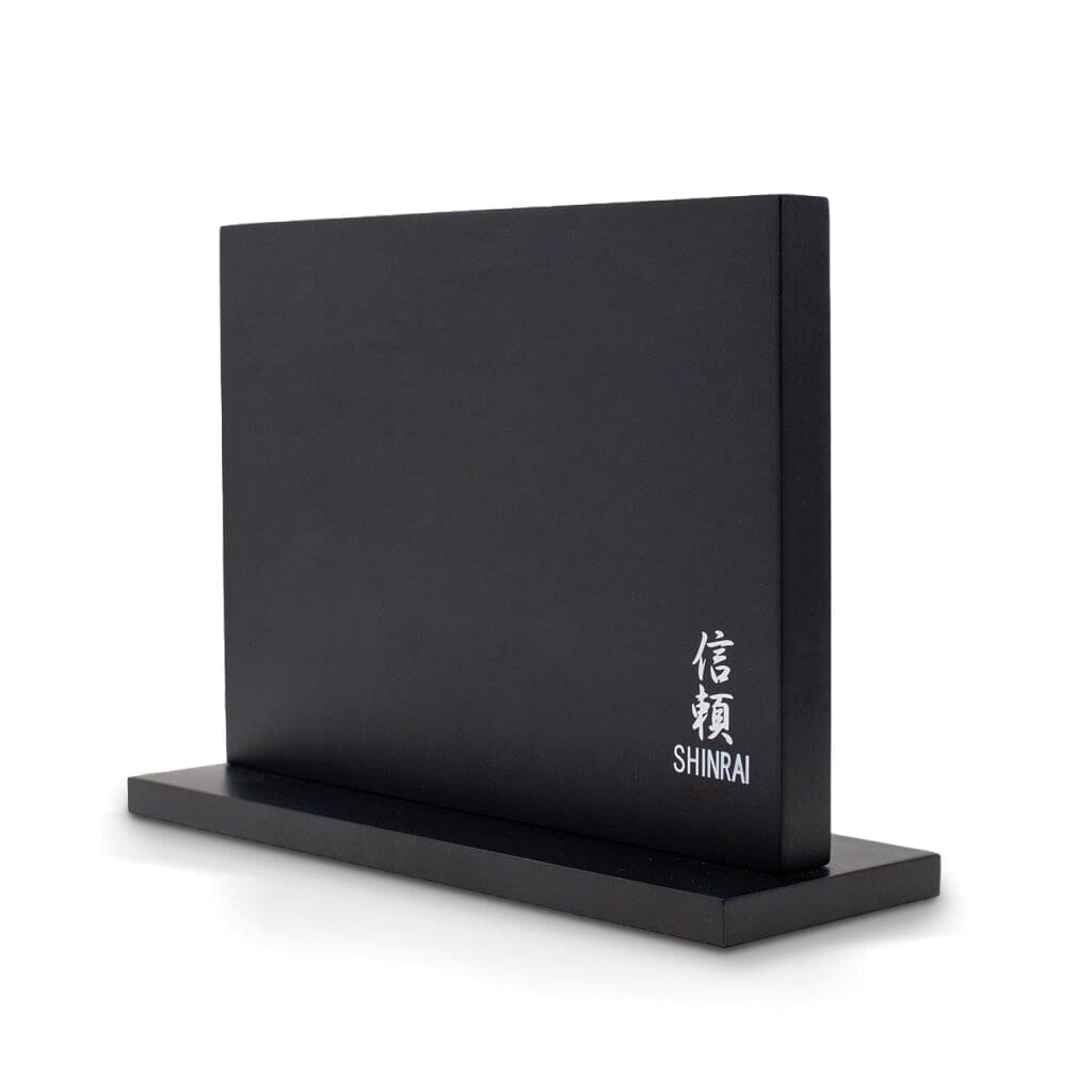 Shinrai Knives - Hammered Damast BR 5-delige Messenset + Magnetisch Messenblok Dubbelzijdig - Zwart Messenset met blok Shinrai Knives 