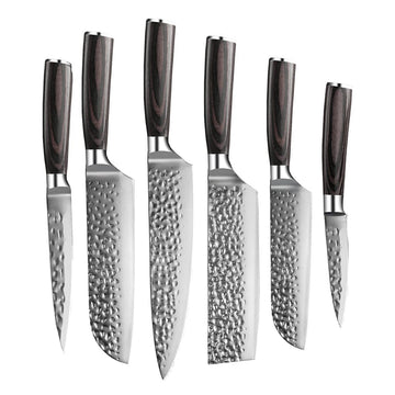 Shinrai Knives - Hammered RVS 6-delige Messenset Messenset Shinrai Knives 