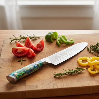 Shinrai Knives - Parelmoer Jewels Serie 5-delige Damascus Messenset Messenset Shinrai Knives 