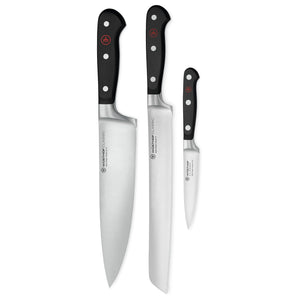 Coffret de couteaux Wüsthof classique 3 pièces - Couteau de chef + Couteau à pain + Couteau d'office