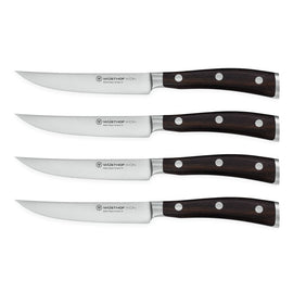 Wusthof - Ikon Steakmessenset 4-delig - Houten handvat Steakmessen Wusthof 