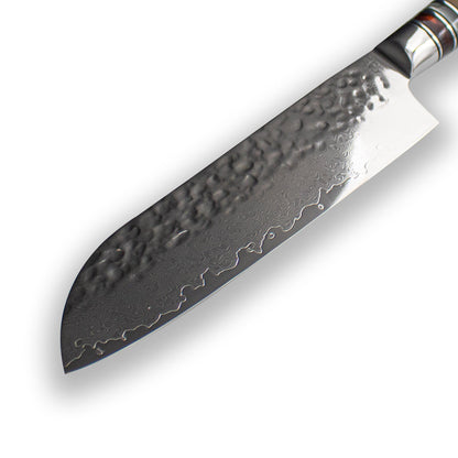 Micarta Jewels Damascus Hammered Santoku 18 cm Shinrai Japan 